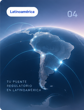 Mapa de Latinoamérica conectado — homologación regulatoria regional